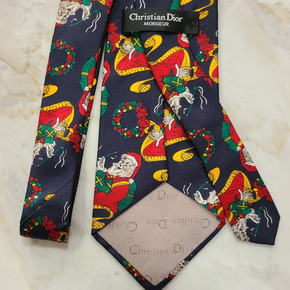 Christian Dior Santa Silk Tie Christmas - Picture 3 of 15